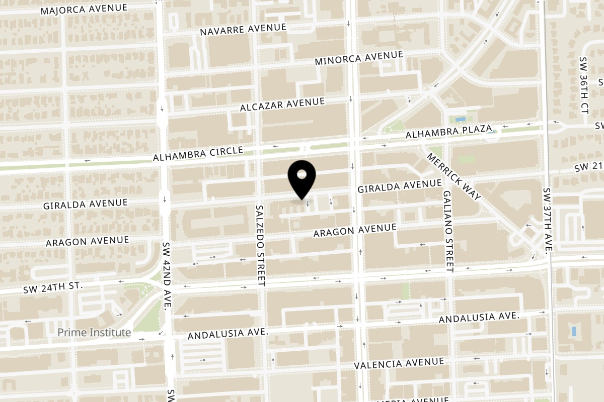 Map showing the location of Terre Del Sapore on 246 Giralda Ave in Coral Gables